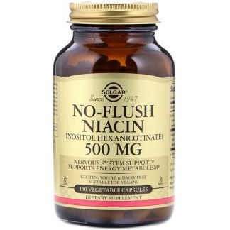 Solgar, ノーフラッシュ ナイアシン、500 mg、野菜カプセル100個