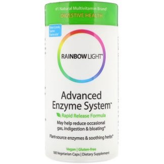 Rainbow Light, 先進的な酵素システム、ラピッドリリースフォーミュラ、180ベジタリアンカプセル