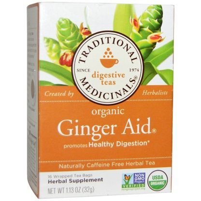 Traditional Medicinals, 消化のためのお茶, オーガニックジンジャーの助け, カフェインフリー