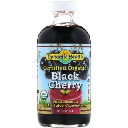 Dynamic Health  Laboratories, Certified Organic Black Cherry, 100% Juice Concentrate, Unsweetened, 8 fl oz (237 ml)