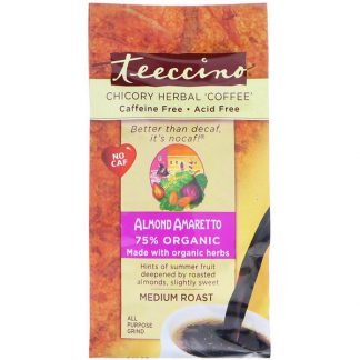 Teeccino, チコリハーブコーヒー、ミディアムロースト、カフェインフリー、アーモンドアマレット、11 oz (312 g)