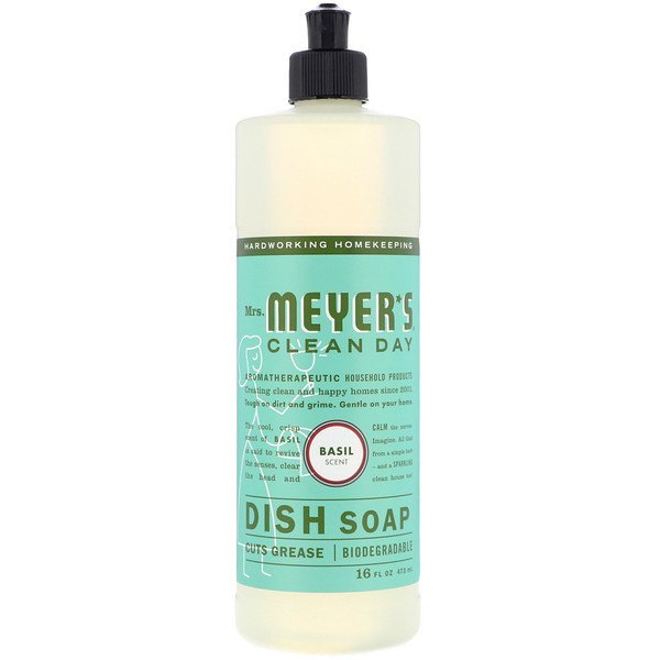 Mrs. Meyers Clean Day, 液体ディッシュソープ、 バジルの香り、 16液量オンス (473 ml)