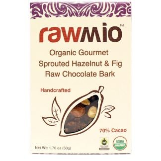 Rawmio, オーガニック グルメ ヘーゼルナッツ & イチジク ロー チョコレート バーク、1.76 oz (50 g)