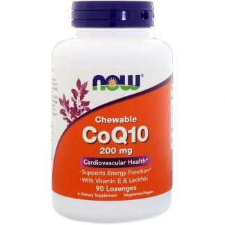 Now Foods, かんで飲める、コエンザイムQ10、200mg、90粒