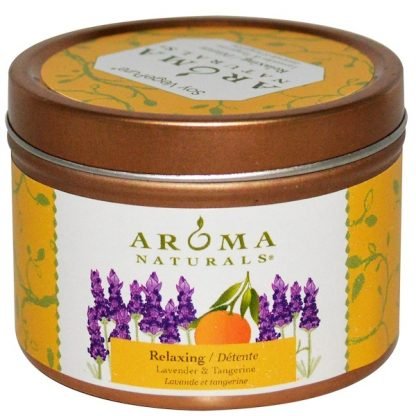 Aroma Naturals, 大豆ペジピュア, トラベル·ティンキャンドル, リラックス, ラベンダー & タンジェリン, 2.8 oz (79.38 g)