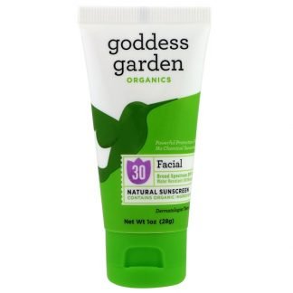 Goddess Garden, オーガニックでナチュラルは、顔用日焼け止め、SPF 30、1オンス (28 g)