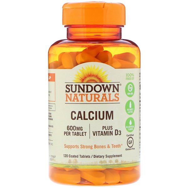 Sundown Naturals, Calcium, Plus Vitamin D3, 600 mg, 120 Coated Tablets