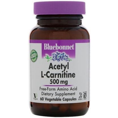 Bluebonnet Nutrition, アセチルL-カルニチン、500mg、植物性カプセル60個