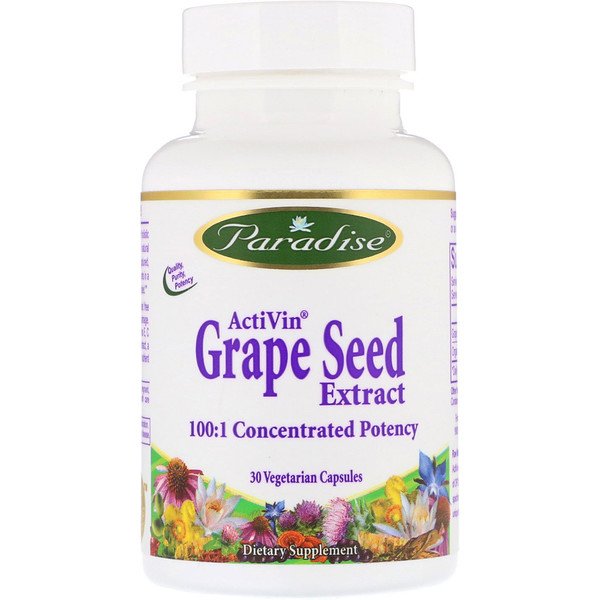 Paradise Herbs, ActiVin, Grape Seed Extract, 30 Vegetarian Capsules