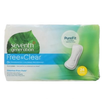 Seventh Generation, セブンジェネレーション, マキシパッド, レギュラー,塩素フリー, 24パッド入り