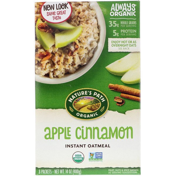 Nature's Path, Organic Instant Oatmeal, Apple Cinnamon, 8 Packets, 14 oz (400 g)