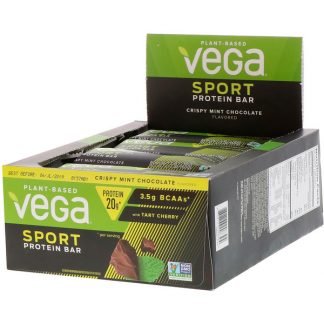 Vega, スポーツ、プロテインバー、クリスピーミントチョコレート、12本、各2.5 oz (70 g)