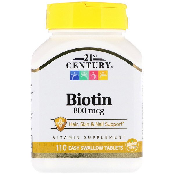 21st Century, ビオチン、800mcg、飲みやすいタブレット110粒