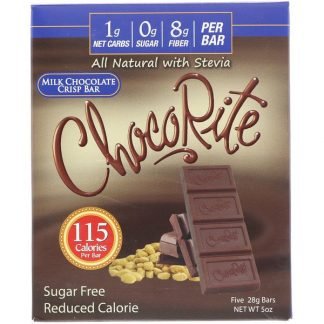 HealthSmart Foods, Inc., チョコライト、ミルクチョコレート･クリスプバー、5本入り、各28g