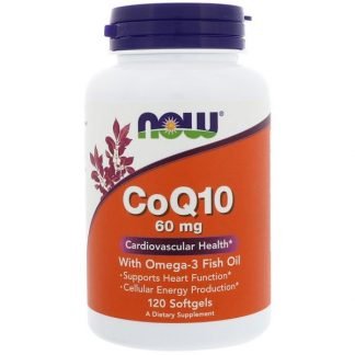 Now Foods, オメガ3フィッシュオイル入りコエンザイムQ10、60 mg、ソフトジェル120粒