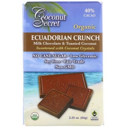 Coconut Secret, エクアドル産クランチ、ミルクチョコレート&トーストココナッツ、2.25 oz (64 g) (Discontinued Item)
