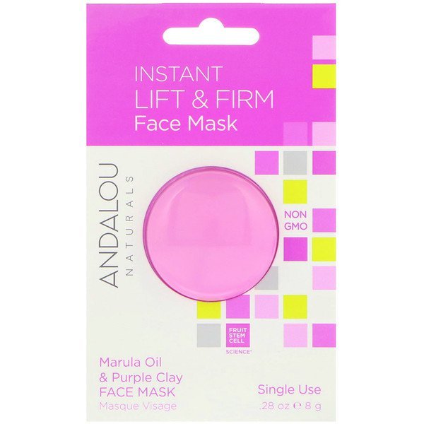 Andalou Naturals, インスタントリフト & ファーム、 マルラオイル & パープルクレイ・フェイスマスク、 .28 オンス (8 g)