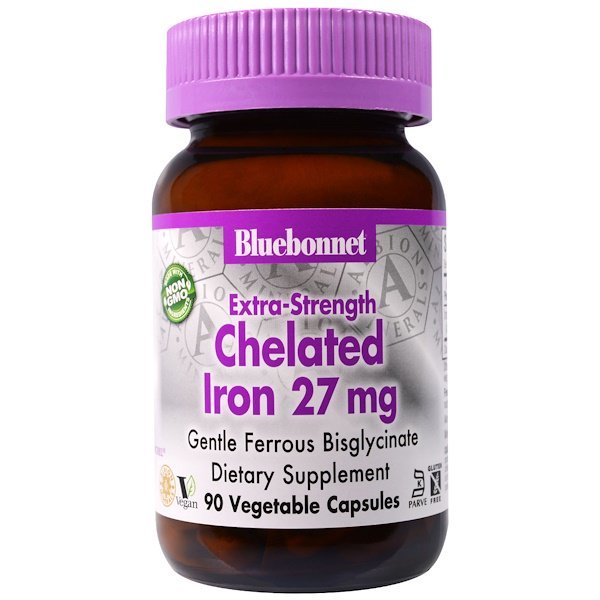 Bluebonnet Nutrition, エクストラストロング キレート鉄、27 mg、90ベジカプセル