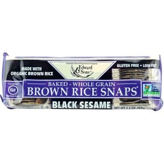 Edward & Sons, 全粒穀物のベイクド ブラウンライス スナップ、黒ゴマ、100g（3.5oz）