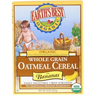 Earth's Best, ジェイソン, Organic Whole Grain Oatmeal Cereal with Bananas, 8 oz (227 g)