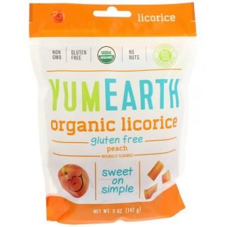 YumEarth, やらかく食べれるグルテンフリーのピーチリコリスとヤム、5 oz (140 g)