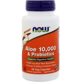 Now Foods, アロエ10000 & プロバイオティクス、ベジタリアンカプセル60錠