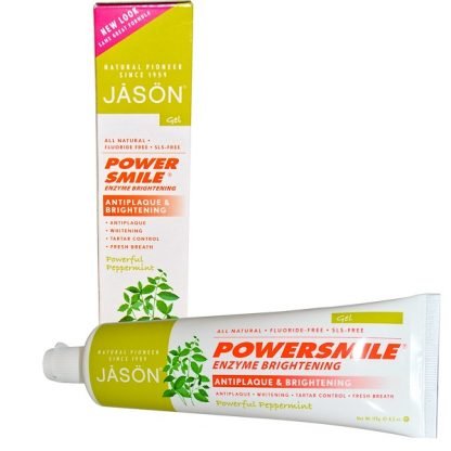 Jason Natural, パワースマイル,酵素ブライトニング , ジェル, 強力ペパーミント, 4.2 oz (119 g)