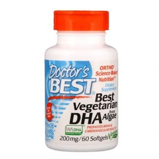 Doctor's Best, ベスト ベジタリアン DHA, 藻類から, 200 mg, 60 ベジタブルソフトジェル