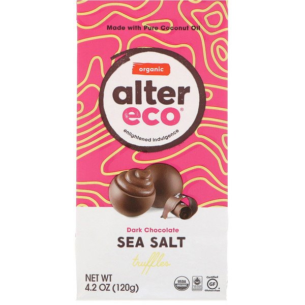 Alter Eco, オーガニック シーソルト・トリュフ, ダークチョコレート, 4.2 オンス (120 g)