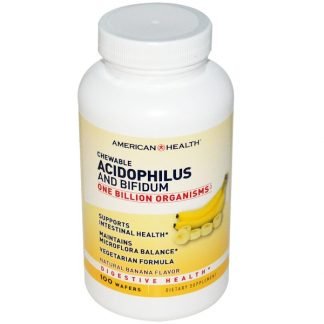 American Health, チュアブル アシドフィルスとビフィダム、 ナチュラルバナナフレーバー、 100ウエハース