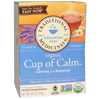 Traditional Medicinals, Herbal Tea, Organic Easy Now, Caffeine Free, 16 Wrapped Tea Bags, 0.85 oz (24 g)