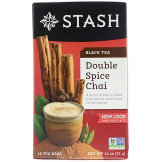 Stash Tea, Black Tea, Double Spice Chai, 18 Tea Bags, 1.1 oz (33 g)