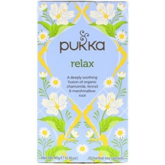 Pukka Herbs, リラックス、カフェインフリー、20ハーブティーバッグ、1.41オンス (40 g)