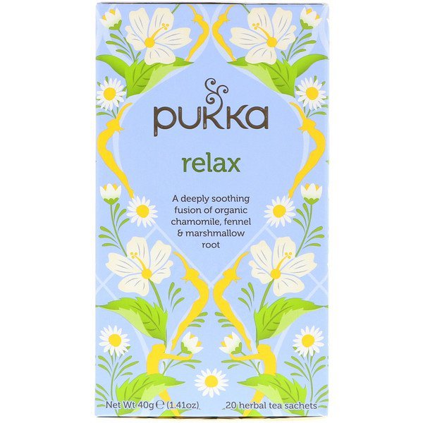 Pukka Herbs, リラックス、カフェインフリー、20ハーブティーバッグ、1.41オンス (40 g)
