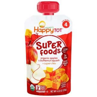 Happy Family Organics, オーガニック スーパーフード、アップル & バターナッツスクウォッシュ + スーパーチア、4.22 oz (120 g)