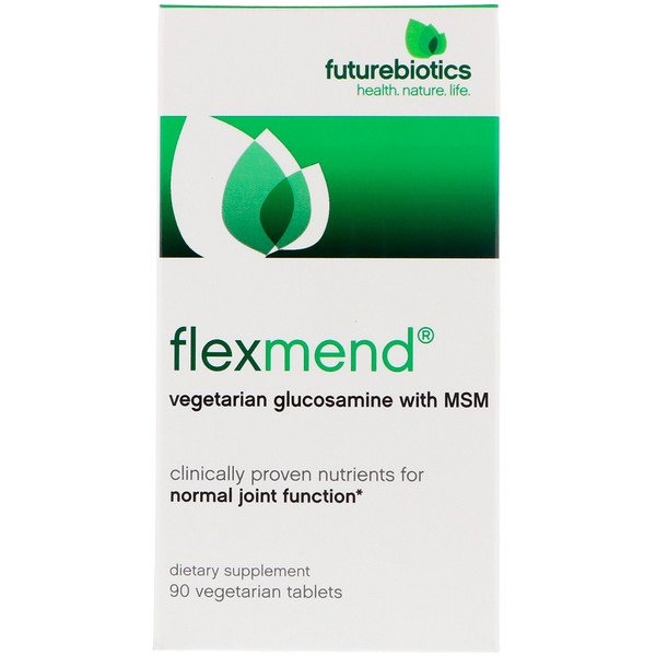 FutureBiotics, FlexMend(フレックスメンド)、MSM配合ベジタリアングルコサミン、植物性タブレット90粒