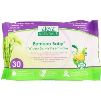 Aleva Naturals, Bamboo Baby（バンブーベビー）赤ちゃん用おしり拭きシート、30枚