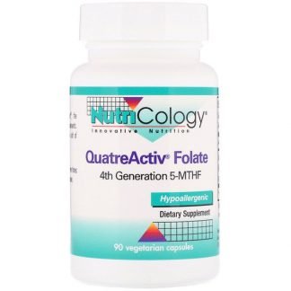 Nutricology, QuatreActiv葉酸、ベジタリアンカプセル90個