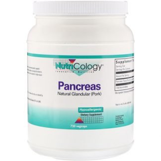 Nutricology, パンクリアス（膵臓）、天然の腺 (豚)、720ベジカプセル