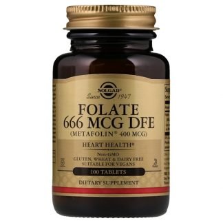 Solgar, 葉酸（メタフォリン）、400 mcg、100錠