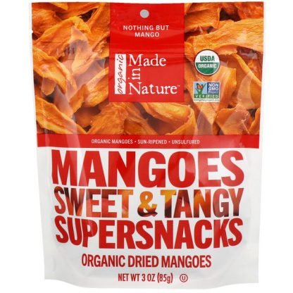 Made in Nature, オーガニック乾燥マンゴー、甘くピリッとした味のスーパースナック、3 oz (85 g)