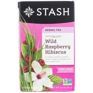 Stash Tea, Herbal Tea, Wild Raspberry Hibiscus, Caffeine Free, 20 Tea Bags,1.3 oz (38 g)