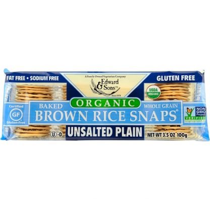 Edward & Sons, Organic, Baked Whole Grain Brown Rice Snaps, Unsalted Plain, 3.5 oz (100 g)