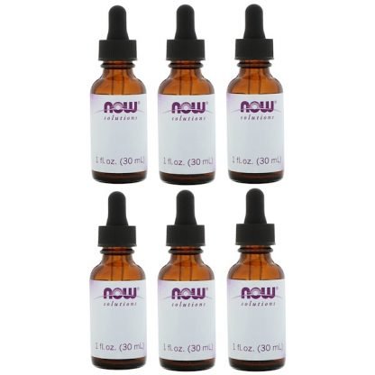 Now Foods, 空ボトル1 fl ozアンバーグラスボトル＋スポイト、6個入りケース