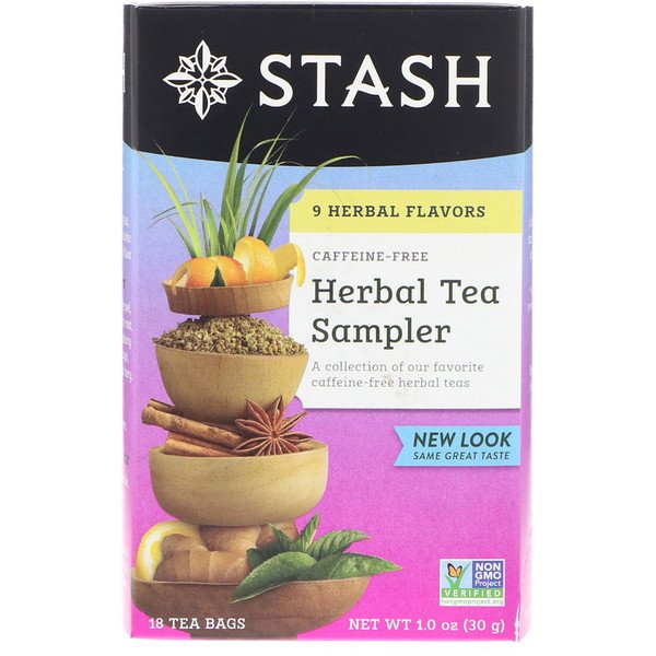 Stash Tea, ハーブティー詰合せ, カフェインフリー, 9種の風味, 18ティーバッグ, 1.0オンス(30 g)