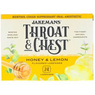 Jakemans, Throat & Chest、ハチミツとレモン味、トローチ 24錠 (Discontinued Item)