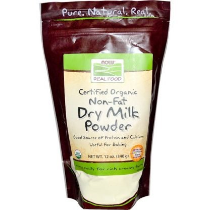 Now Foods, リアルフード, オーガニック認定スキムミルクパウダー, 12 oz (340 g)