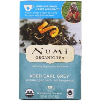 Numi Tea, オーガニック ティー、紅茶、熟成アールグレイ、ティーバッグ18個 (1.27 oz (36 g)