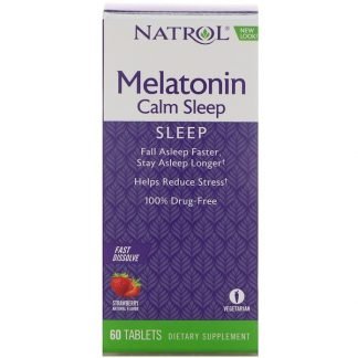 Natrol, アドバンスト・メラトニン・カーム・スリープ、速溶性、イチゴ味、タブレット 60 錠