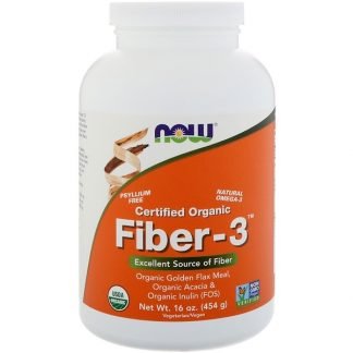 Now Foods, 100% 認定オーガニック、ファイバー-3、16 oz (454 g)
